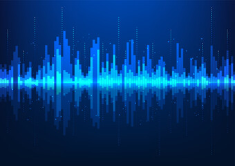 Abstract technology background, graph chart showing business growth data. Know the profit and loss of the company. Develop further graph charts that are overlaid with data lines. Vector illustration