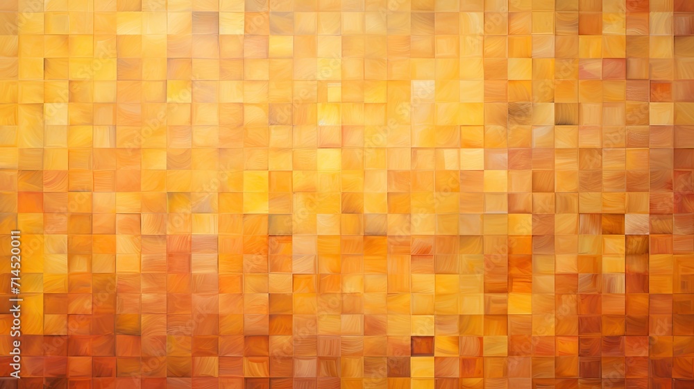 Poster a geometric pattern of squares in shades of orange and yellow creating a warm inviting effect