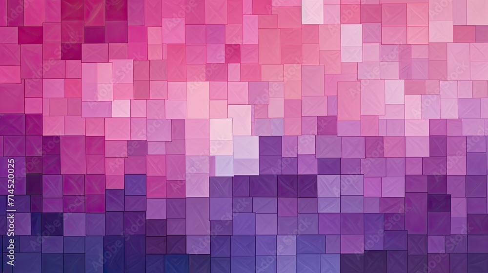 Poster a geometric pattern of squares in shades of pink and purple creating a whimsical effect