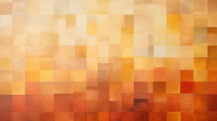 A geometric pattern of squares in shades of orange and yellow creating a warm inviting effect