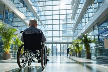 Photo an old man sitting in a wheelchair
