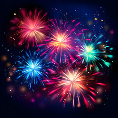 Naklejka premium Holiday Fireworks: Night Lights Joy, created by AI