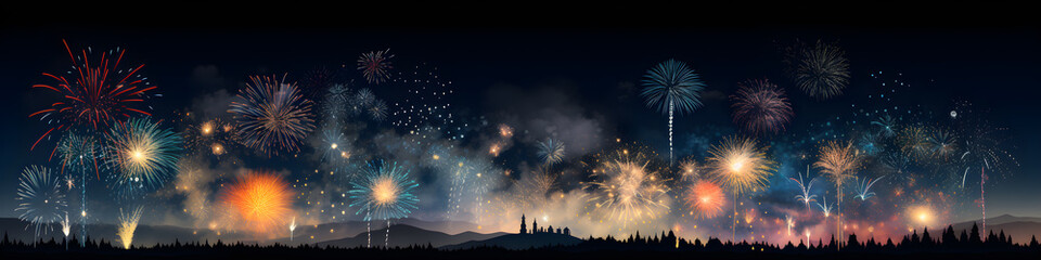 Fototapeta na wymiar Holiday Fireworks: Night Lights Joy, created by AI