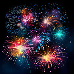 Naklejka premium Holiday Fireworks: Night Lights Joy, created by AI