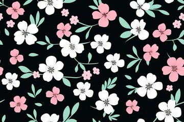 Obraz premium Amazing seamless floral pattern with bright colorful flowers and leaves on a white background. The elegant the template for fashion prints. Modern floral background. Folk style. Generative AI
