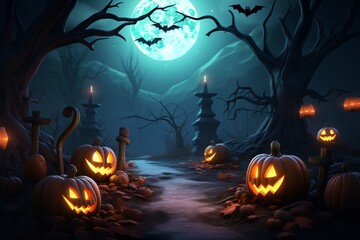 Fototapeta na wymiar High quality cartoon Halloween banner