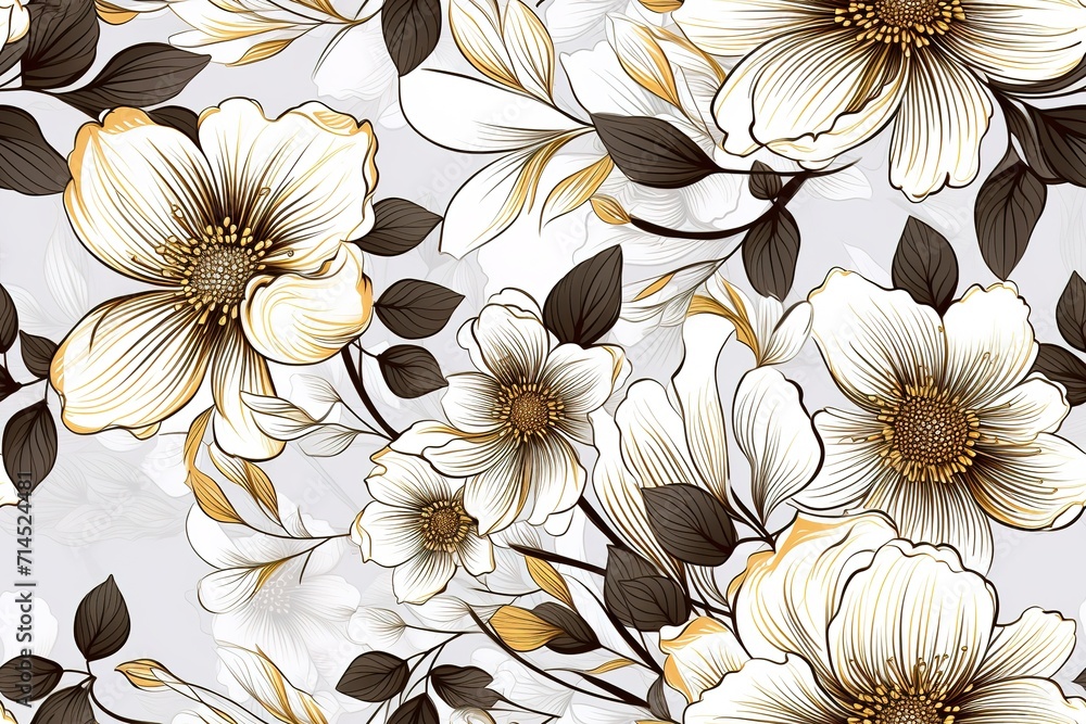 Poster seamless pattern with flowers generative ai