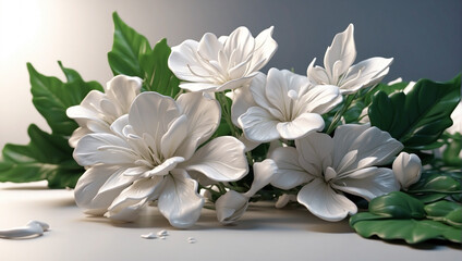 Closeup of a 3d floral made of wax texture, macro