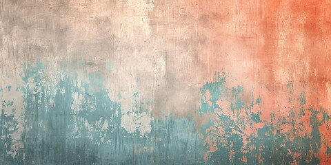 Grunge Background Texture in the Colors Peach Orange, Sky Blue & Pearl Grey created with Generative AI Technology - obrazy, fototapety, plakaty