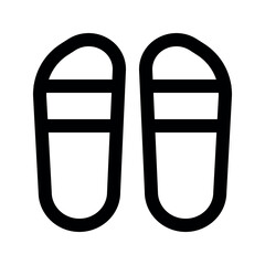 Illustration vector graphic icon of Slippers. Outline Style Icon. Clothes Themed Icon. Vector illustration isolated on white background. Perfect for website or application design.