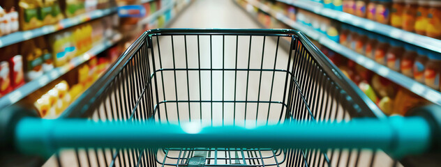 cart in a supermarket, consumption concept, AI generated