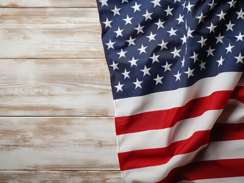 Awesome US American flag on worn white wooden background, For USA Memorial day, Veteran's day