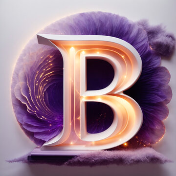 3d render of a glowing alphabet letter B