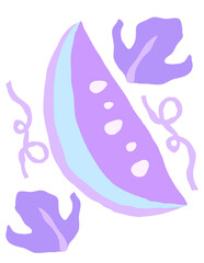 Set of abstract watermelon background, purple theme color, minimal food pattern 