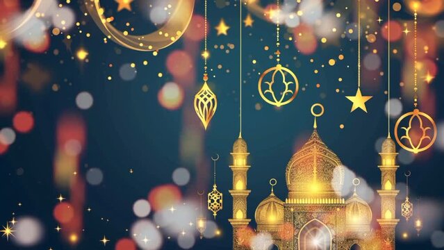 Eid mubarak islamic design Ramadan mosque  Abstract background animation. Eid mubarak islamic design concept with ramadan. video animation