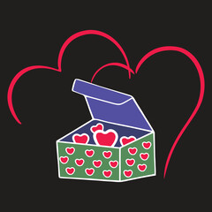 Free vector birthday gift box, Red hearts in box stock illustration