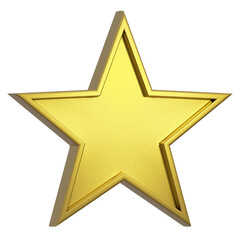 3D Illustration , gold star metal  on transparent background.