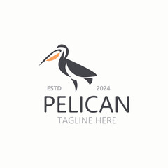 Pelican bird silhoutte vintage logo vector illustration template icon graphic design