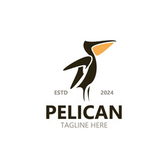 Pelican bird silhoutte vintage logo vector illustration template icon graphic design