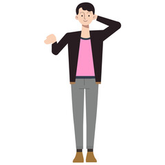 set of poses of people wearing cool pink clothes caucasian