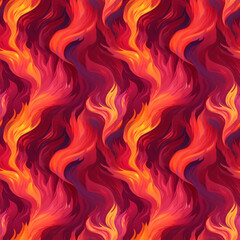 colorful abstract burning fire, seamless pattern. bonfire, lava, magma, flashes of flame, conflagration. smooth shape, bright expressive detailed background.