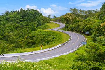 Famous S-curve or 3 shape road curve on highway number 1081 from Pua to Bo Kluea district, Nan province, Thailand