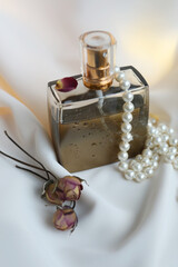 perfume bottle mockup with pink background