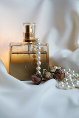 perfume bottle mockup with pink background