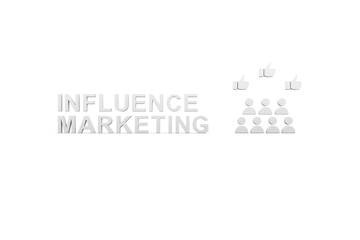 INFLUENCE MARKENING concept white background 3d render illustration