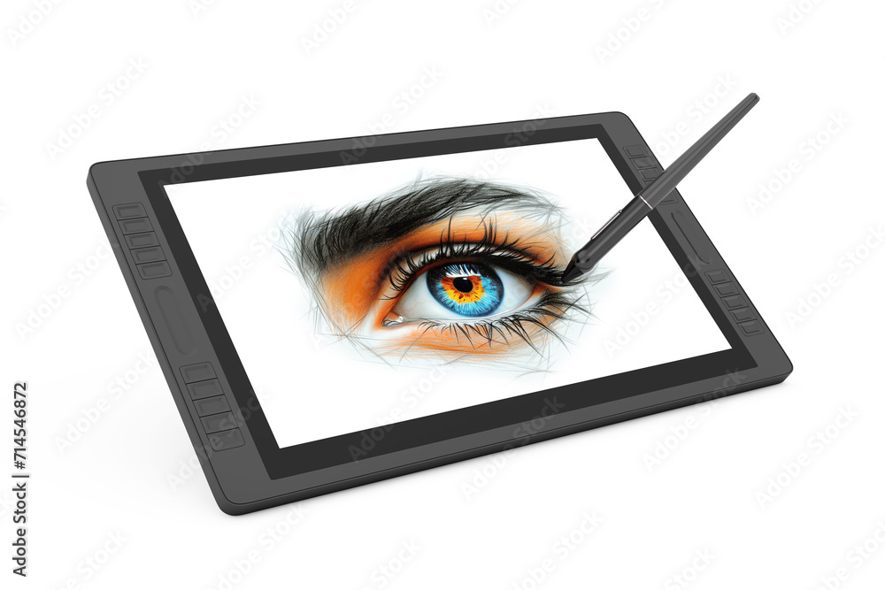 Leinwandbilder big size of digital graphics drawing tablet monitor with pen and abstract drawing of a vibrant color