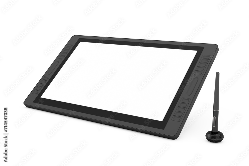 Fototapete big size of digital graphics drawing tablet monitor with pen and blank screen for your design. 3d re