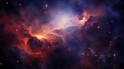 Stars, star birth, outer space purple nebula clouds, ai-generated