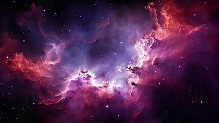 Stars, star birth, outer space purple nebula clouds, ai-generated