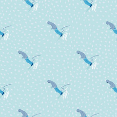Seamless pattern of skier.