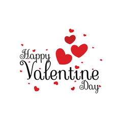 Happy Valentines Day poster with handwritten calligraphy text white background