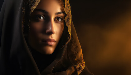 Obraz premium Portrait of an Israeli woman in a headscarf