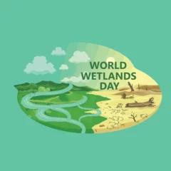 Foto op Plexiglas World Wetlands Day inscription.  banner, poster, art, card, flyer, and design concept for World Wetlands Day.  © JAN