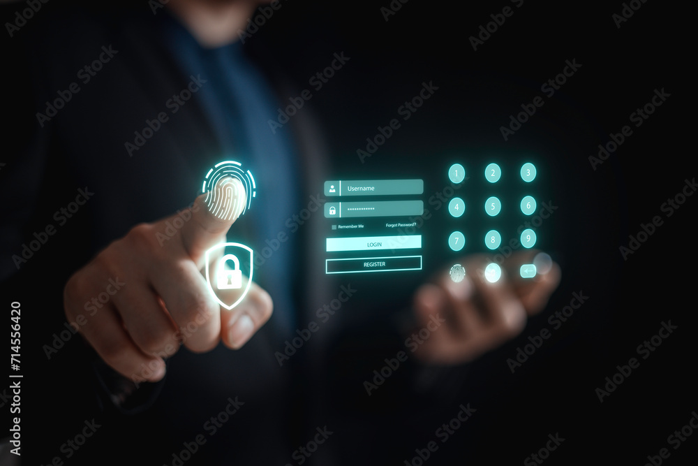 Poster cybersecurity concept,user privacy security and encryption, future technology web services for busin