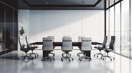An empty, clean and sophisticated boardroom