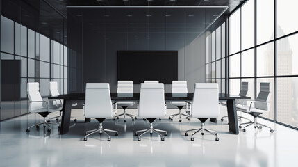 An empty, clean and sophisticated boardroom
