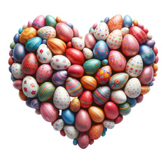 Fototapeta premium Easter eggs forming a heart shape, Easter Sunday ,3D rendering png , isolated on a transparent background