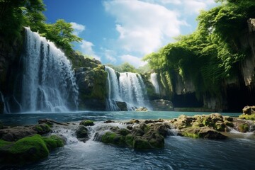 A beautiful waterfall landscape