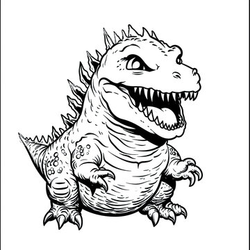 Cute Baby Godzilla illustration. colorless cartoon for drawing and coloring activities. fun activity for kids development and creativity. object isolated on transparent background