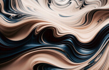 Beautiful abstract futuristic swirl geometric wawes background beige dark blue colors for presentation. 3D. Creative modern  wallpaper. Design background. banner