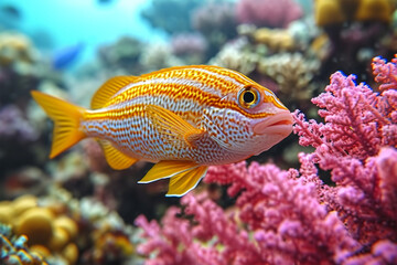 Beautiful ornamental fish in the ocean