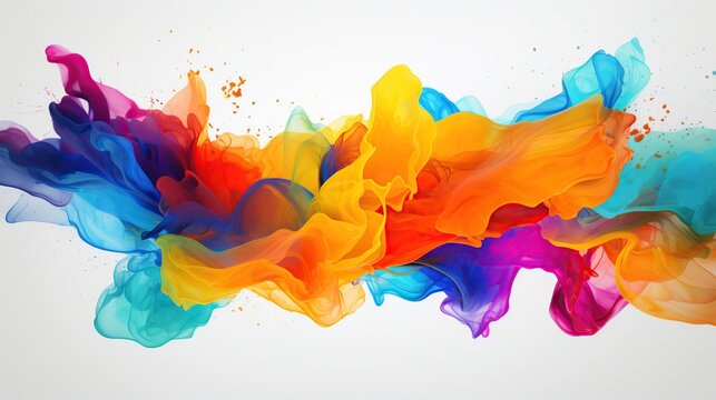 Abstract colorful splash or hand drawn style of watercolor texture on a white paper background. Created with Generative AI
