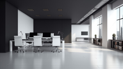 Fototapeta na wymiar An empty, clean and sophisticated office
