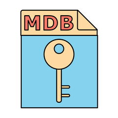 MDB File Format Vector Illustration with sticker style. Isolated on transparent background