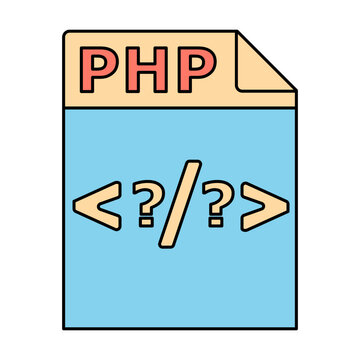 PHP File Format Vector Illustration with sticker style. Isolated on transparent background