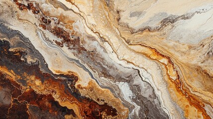 Obraz premium Canvas painting showcasing a mix of brown and beige marble patterns, resembling the earthy tones of a desert landscape.